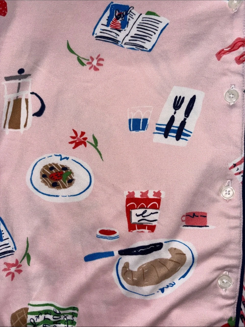 kate spade new york Cropped Printed Notch Collar Top and Pants Pajama Set 🥐☕️🍓🫐 - Picture 4 of 7